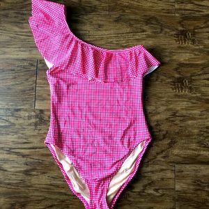 J Crew Factory ruffle one shoulder swimsuit